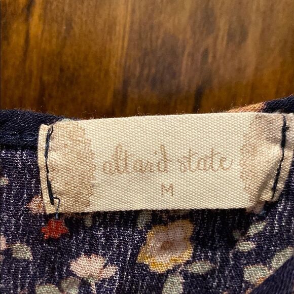Altar'd State Spaghetti Strap Tunic Top or Mini Dress Sz Medium Navy Red Floral - Picture 2 of 11